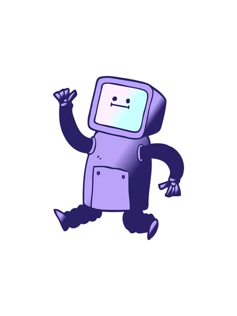 Popping motion animation of vector gradient illustration cartoon robot runnin Stock Footage 324144924