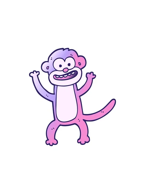 Popping motion animation of vector gradient illustration cartoon monkey Stock Footage 324148150