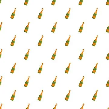 Popping sparkling wine bottle pattern celebrating special events Stock Illustration
