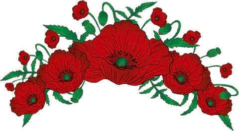 Poppy circlet Stock Illustration