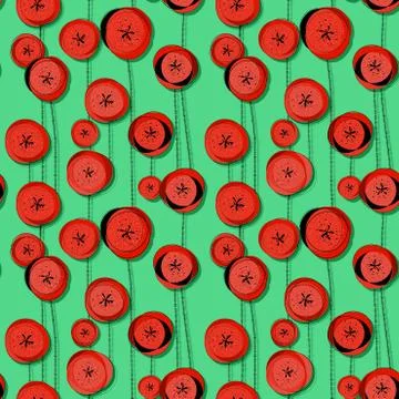Poppy field pattern Stock Illustration