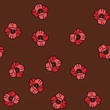 Poppy flower spring vector seamless pattern 스톡 일러스트