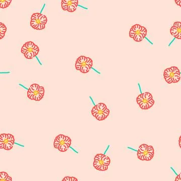 Poppy flower spring vector seamless pattern 스톡 일러스트