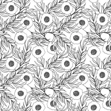 Poppy flower vector seamless pattern Illustrazione stock