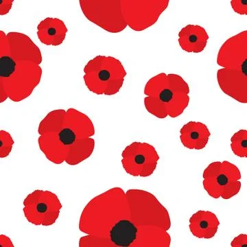 Poppy Flowers Seamless Pattern Stock Illustration