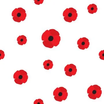 Poppy Flowers Seamless Pattern Stock Illustration