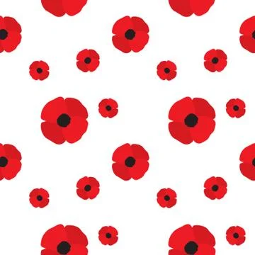 Poppy Flowers Seamless Pattern Stock Illustration