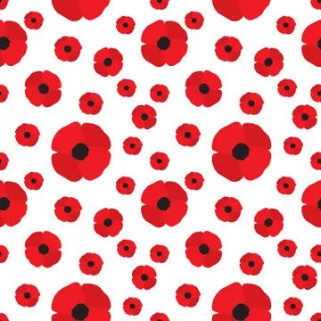 Poppy Flowers Seamless Pattern Stock Illustration