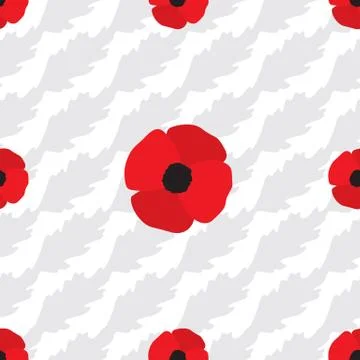 Poppy Flowers Seamless Pattern Stock Illustration