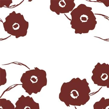 Poppy flowers square border vector illustration Stock Illustration