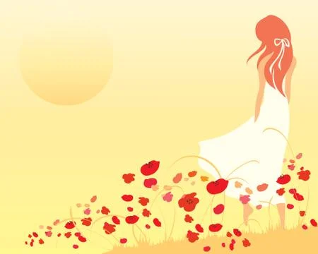Poppy meadow Stock Illustration