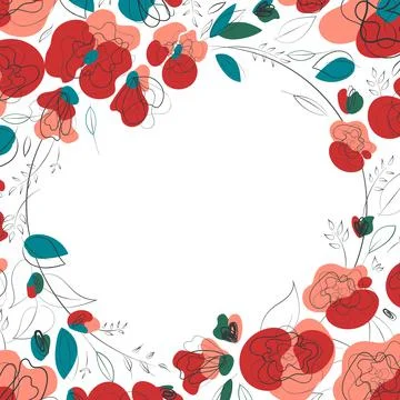 Poppy millefleur pattern square card Stock Illustration