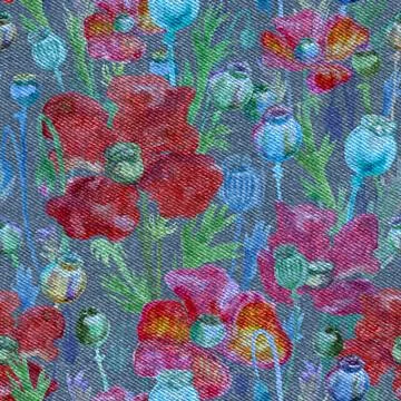 Poppy pattern watercolor Stock Illustration