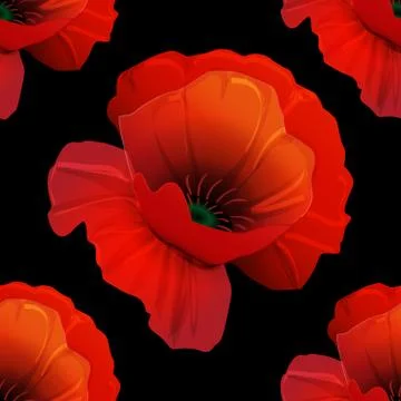 Poppy seamless pattern Stock Illustration