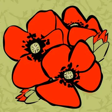 Poppy seamless pattern Stock Illustration