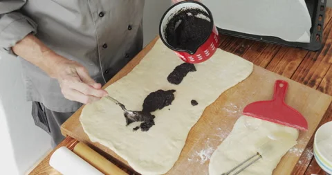 Poppy seed roll preparing stuffing Stock Footage 304830193