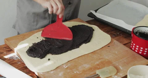 Poppy seed roll preparing sweet filling Stock Footage 304823732