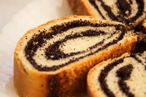 Poppy  Strudel Slice Stock Photos