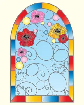 Poppy window Stock Illustration