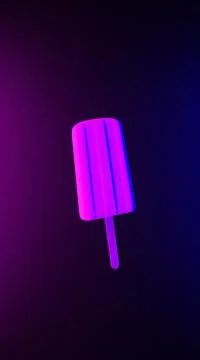 Popsicle on an abstract light effect purple and blue wallpaper 3D render Stock Illustration