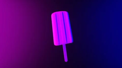 Popsicle on an abstract light effect purple and blue wallpaper 3D render Stock Photos