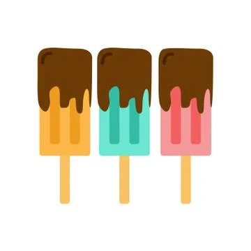 Popsicle with Chocolate Simple Flat Illustration Stock Illustration