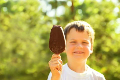 Popsicle in chocolate on stick Stock Photos