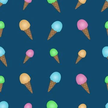 Popsicle in a crispy waffle cone. Seamless vector pattern. 스톡 일러스트