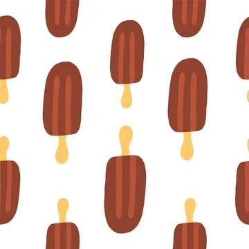 Popsicle ice cream seamless pattern in cartoon flat style Stock Illustration