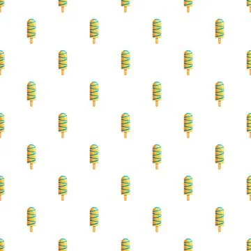 Popsicle ice lolly seamless pattern background on white Stock Illustration