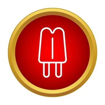 Popsicle icon with double stick on red button Stock Illustration