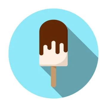 Popsicle icon. Modern minimalistic flat design. Circle frame Stock Illustration
