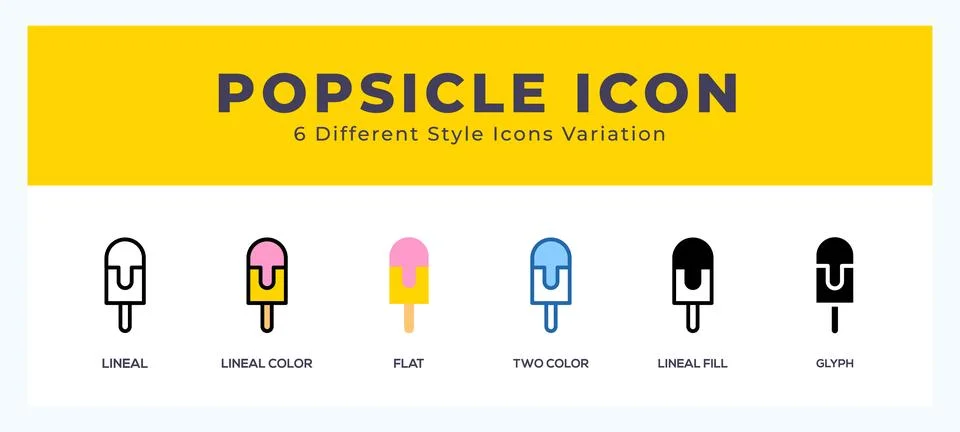 Popsicle icon set with different styles. Design elements for logo. Vector i.. Illustrazione stock