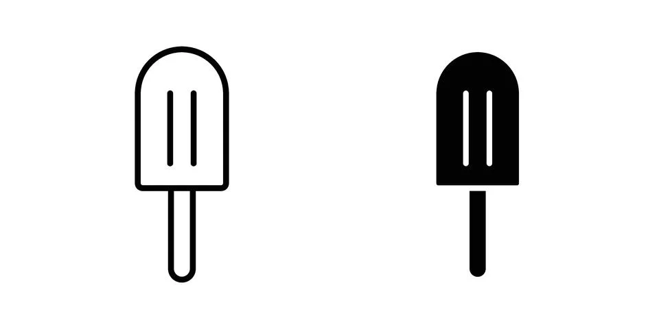 Popsicle icon silhouette vector set. thin line pack Stock Illustration