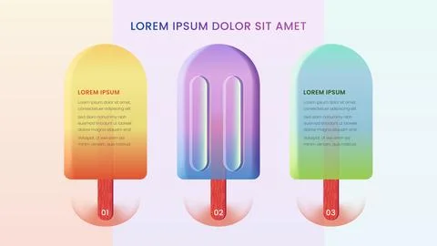 Popsicle Infographic with Ice Cream Illustration and 3 Step Timeline Stock Illustration