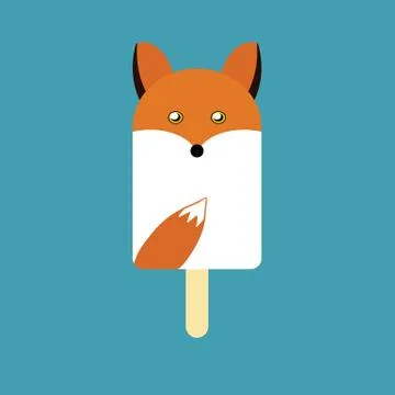 Popsicle in the shape of a Fox Stock Illustration