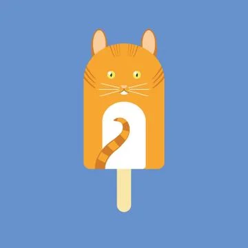 Popsicle in the shape of a Ginger Cat Stock Illustration