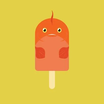 Popsicle in the shape of a GoldFish Stock Illustration