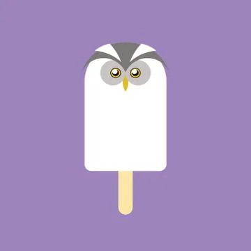 Popsicle in the shape of a Owl Stock Illustration