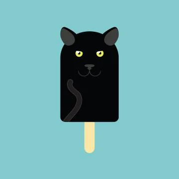 Popsicle in the shape of a Panther Stock Illustration
