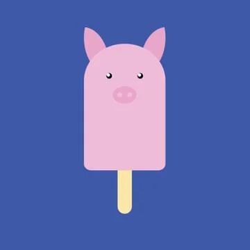 Popsicle in the shape of a Pig Stock Illustration