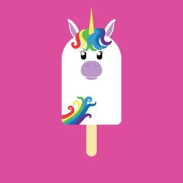 Popsicle in the shape of a Unicorn Stock Illustration