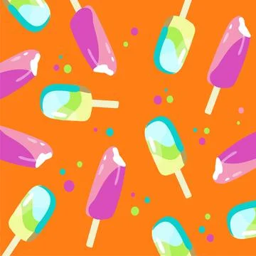 Popsicles ice cream colorful pattern Stock Illustration