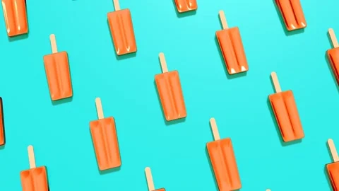 Popsicles turn arond on blue background 4k 3d looped animation Stock Footage 195173754