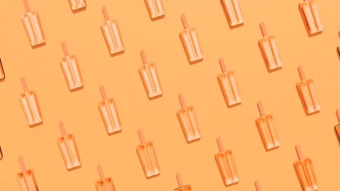 Popsicles turn arond on orange background 4k 3d looped animation Stock Footage 197082024
