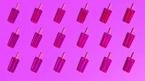 Popsicles turn arond on purple background 4k 3d loop animation Stock Footage 196081953