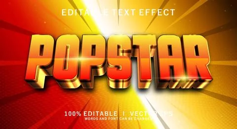 Popstar 3d vector text effect with modern style design Illustrazione stock