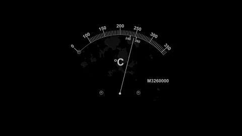A popular art 3d rendering of a retro temperature gauge with a white long arr Stock Illustration