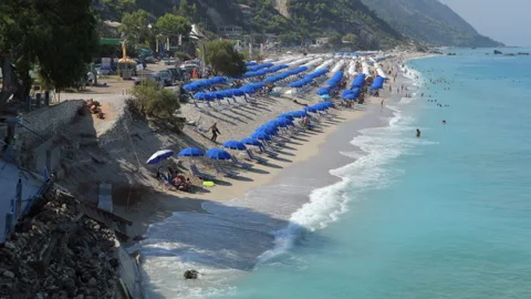 A popular busy beach. Stock Footage 140620889