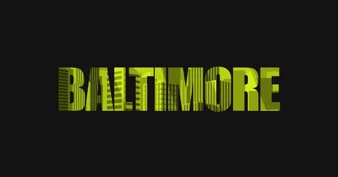 Popular Cities Typography with Skyline in Background Baltimore Stock Footage 71811191